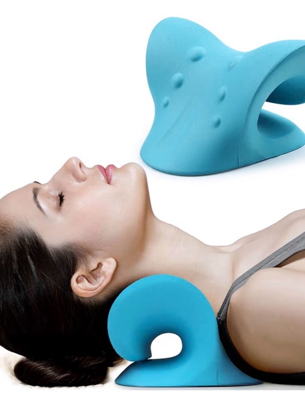 Blue Neck Support Pillow for Women - Comfort Cervical Traction
